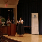 Te'Asia Martin at podium